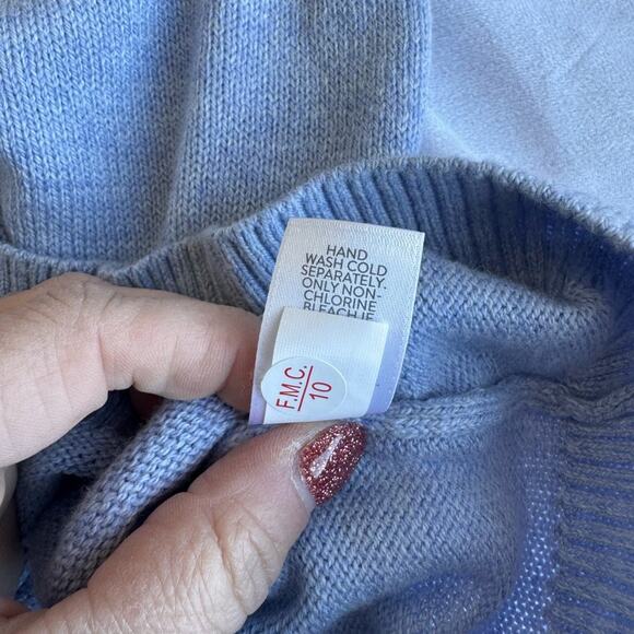 J. JILL Overlapping V Neck‎ Sweater XS Cotton Blend Blue Cozy Comfy luxury NEW - Picture 9 of 10